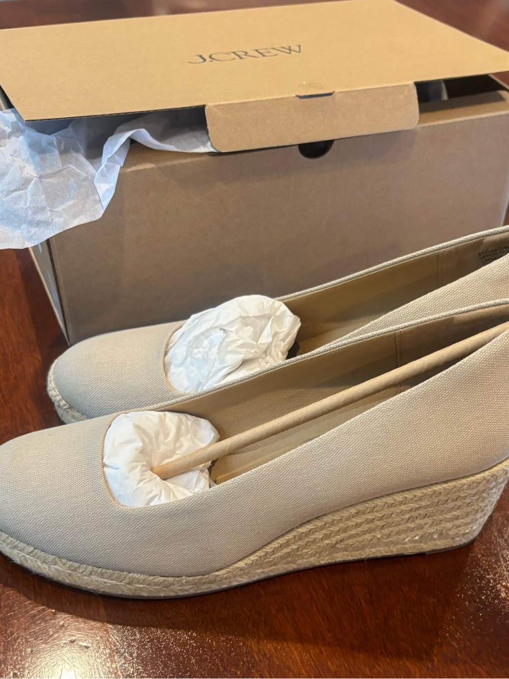 J. Crew Women’s Canvas Wedge Espadrille in Flax Size 9 - Picture 3 of 10